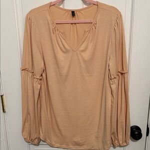 Chic Beige Blouse with Ruffled Sleeves